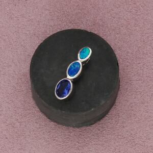 sterling silver blue cz & fire opal drop pendant